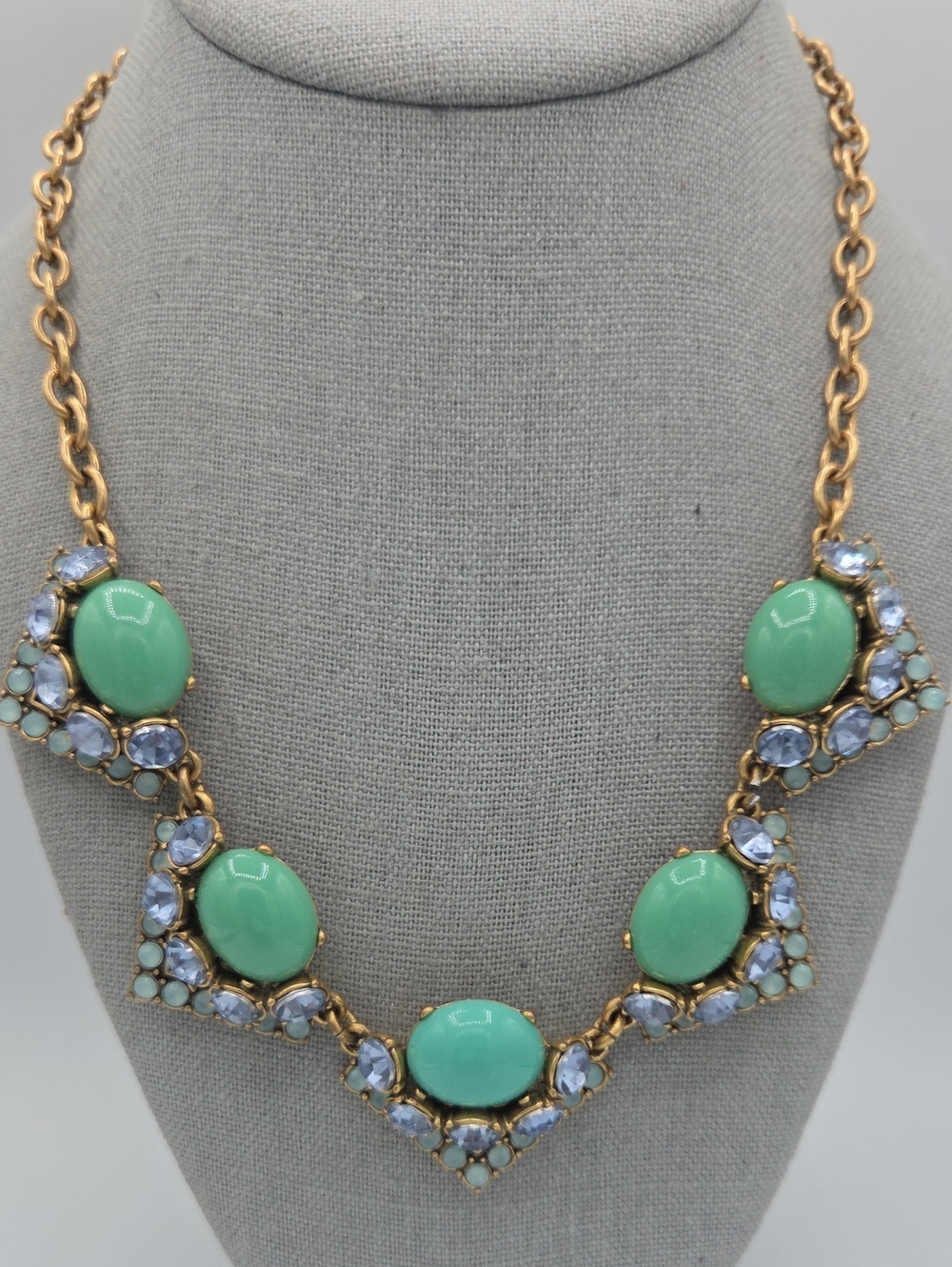 5 for $25! Stella & Dot Necklace Rory Gold-Tone Necklace Mint Green Blue Stones